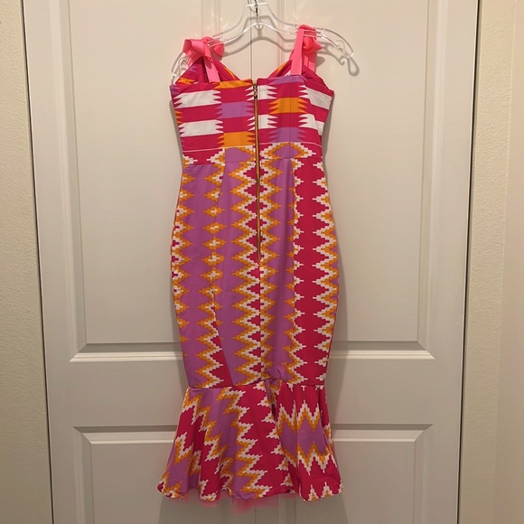 True Fond Ghana Colorful Zig Zag Print Dress with Bows & Tulle - Picture 6 of 16